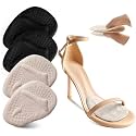 Riootlnm Metatarsal Pads, Ball of Foot Cushions, Heel Pads Inserts for Too Big Shoe, Reduce Foot Pain, No Slip Heel Grips Liners Pads for Loose Shoe, Blisters (2pairsbeige+Black)
