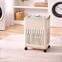Rioware Foldable Laundry Basket with Wheels – Portable Laundry Bag/Toy Storage Organizer/Cloth Bin, Washing Clothes Storage Basket, and Movable Storage Solution (Cream, Large) Clothnest