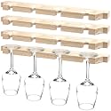 Ripeng 4 Pcs Wall Mounted Wood Stemware Rack Champagne Holder, Wooden Color