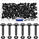 Ripeng Rack Screws with Nylon Washers Black Stainless Steel Rack Mount Screws for Audio Studio Machine Equipment Server Mounts Hardware Rails(50 Pieces, Size 12-24)