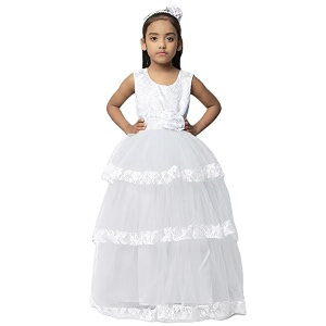 Ripening Baby Girls Flower Net White Maxi