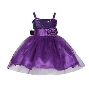 Ripening Purple Sequin Square Neck Sleeveless A-Line