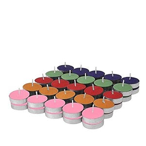 ripp unscented wax tealights candles smokeless candles burning time approx 25 hour multicolor pack of 50