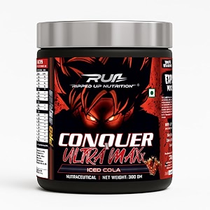 ripped up nutrition conquer ultra maxx- pre workout 300gm iced cola powder 1 count 30 servings