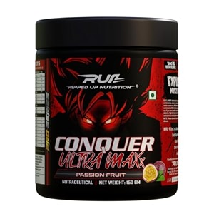 ripped up nutrition conquer ultra maxx- pre workout- 150gm passion fruit powder 1 count 15 servings