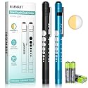 RISEMART 2 Pack Pen Light for Nurse, Medical Penlight with One-Button Switch for White & Warm Light, Pupil Gauge & 5cm Ruler, Pocket Clip, Portable Tool for Nursing, Doctors, Students（Black&Blue）