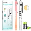 RISEMART 2 Pack Pen Light for Nurse - 2 Color Modes (White/Warm Yellow) with Pupil Gauge & 5cm Ruler, Portable Medical Penlight for Nurses, Doctors, Students (White & Pink Orange Gradient)