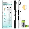 RISEMART 2 Pack Pen Light for Nurse - 2 Color Modes (White/Warm Yellow) with Pupil Gauge & 5cm Ruler, Portable Medical Penlight for Nurses, Doctors, Students - Batteries Included (Black & White)