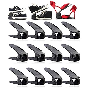 risetex shoe slots organizer 20 pack - shoe stacker increase space by 200 4 levels adjustable black