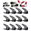 RISETEX Shoe Slots Organizer 20 Pack - Shoe Stacker, Increase Space by 200%, 4 Levels Adjustable, Black
