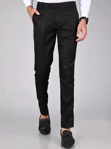 rishi Men Regular Fit Black Cotton Blend