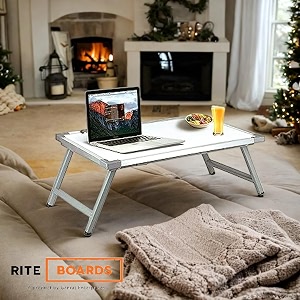 multi purpose white board study table - portable and foldable laptop study writing bed breakfast tray table for homeoffice size - 60x40x25 cmpowder coated