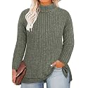 RITERA Plus Size V Neck Tops for Women Long Sleeve Side Split Lightweight Knitwear Solid Color Loose Casual Tunic Top XL-5XL