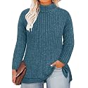 RITERA Plus Size V Neck Tops for Women Long Sleeve Side Split Lightweight Knitwear Solid Color Loose Casual Tunic Top XL-5XL