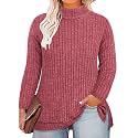 RITERA Plus Size V Neck Tops for Women Long Sleeve Side Split Lightweight Knitwear Solid Color Loose Casual Tunic Top XL-5XL