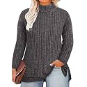 RITERA Plus Size V Neck Tops for Women Long Sleeve Side Split Lightweight Knitwear Solid Color Loose Casual Tunic Top XL-5XL