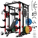 RitFit Buffalo Smith Machine, Power cage with LAT-Pull Down System &amp; Cable Crossover System, All-in-One Squat Rack for Home Gym, Power Rack