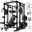 RitFit Buffalo Smith Machine, Power cage with LAT-Pull Down System &amp; Cable Crossover System, All-in-One Squat Rack for Home Gym, Power Rack
