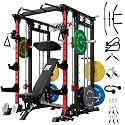 RitFit Buffalo Smith Machine, Power cage with LAT-Pull Down System &amp; Cable Crossover System, All-in-One Squat Rack for Home Gym, Power Rack