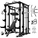 RitFit Buffalo Smith Machine, Power cage with LAT-Pull Down System &amp; Cable Crossover System, All-in-One Squat Rack for Home Gym, Power Rack