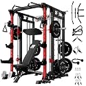RitFit Buffalo Smith Machine, Power cage with LAT-Pull Down System &amp; Cable Crossover System, All-in-One Squat Rack for Home Gym, Power Rack