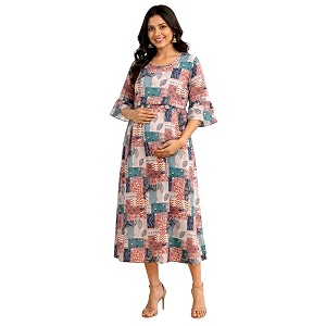 RITIJYA Zipless Feeding Kurta Dress for Women