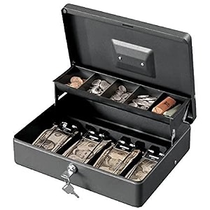 ritmo cash box with money tray and key lock large metal money safe box with cantilever coin tray amp 4 spring-loaded clips