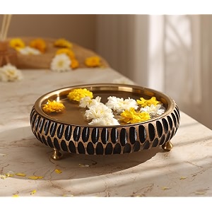 ritualistic aavrit wooden urli  urli for flower decoration  wooden urli bowl for home decorations  kitchen dcor  bowl for decoration  perfect for festive occasion  115 inches