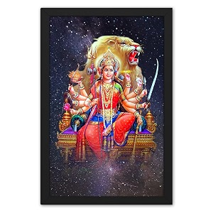 ritwika39s abstract wall art of mata durga with frame for home and office decor  135 inch x 95 inch  multi colored  digital painting