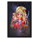 Ritwika's Abstract Wall Art Of Mata Durga With Frame for Home and Office Decor | 13.5 inch x 9.5 inch | Multi Colored | Digital Painting
