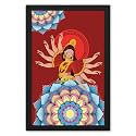 Ritwika's Abstract Wall Art Of Durga And Mandala With Frame for Home and Office Decor | Size - 9.5 inch x 13.5 Inches | Multi Colored | Digital Painting, Set of 1