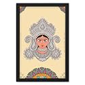 Ritwika's Abstract Wall Art Of Calm Goddess Durga Face Painting With Frame For Home and Office Decor | Size 13.5 x 19.5 IN, Set of 1 (Multi Colour)