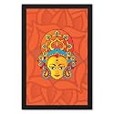 Ritwika's Abstract Wall Art Of Goddess Three Eyed Durga Face Painting With Frame For Home and Office Decor | Size 9.5 x 13.5 IN, Set of 1 (Multi Colour)