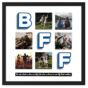 ritwika39s wall art of personalized bff photo collage amp custom message painting in black frame printed on premium glossy paper set of 1 with acrylic glass multicolor size 135 x 135 in