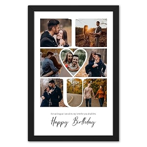 ritwika39s wall art of personalized i love you photo collage amp custom message painting in black frame set of 1 with glass multicolor 135 x 195 in