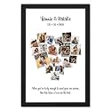 Ritwika's Wall Art of Personalized Heart Shaped Photo Collage &amp; Custom Name Message Date Painting in Black Frame, Set of 1, With Glass, Multicolor, 9.5 X 13.5 IN