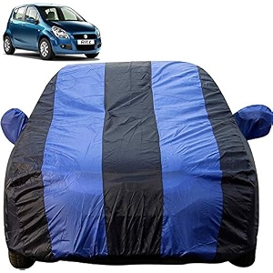 ritz dustproof car cover with mirror pockets royal blue stripes taffeta polystertriple stitched compatible with maruti ritz car cover 2009 to 2017 ritz car accessories