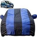Ritz Dustproof Car Cover with Mirror Pockets, Royal Blue Stripes, Taffeta Polyster,Triple Stitched, Compatible with Maruti Ritz Car Cover (2009 to 2017), Ritz Car Accessories