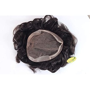 ritzkart 8x5 french lace european virgin human hair toupee men39s wigs with soft thin lace hairpiece cap dark brown color black