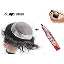 Ritzkart Wig for Covering Bald Area Straight Human Hair Monofilament Regular Men's Hair Patch, Black,