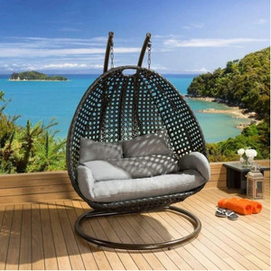 riva craft double seater swing chair with stand and cushion iron large swing black blue pack of 4 diydo-it-yourself