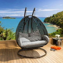 RIVA CRAFT Double Seater Swing Chair With Stand And Cushion Iron Large Swing (Black, Blue, Pack of 4, DIY(Do-It-Yourself))