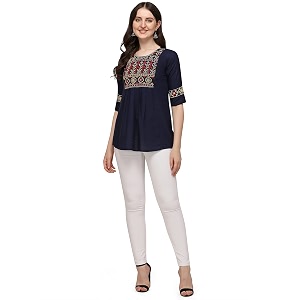 Riva Enterprise Rayon Fabric with Embroidery Stitched