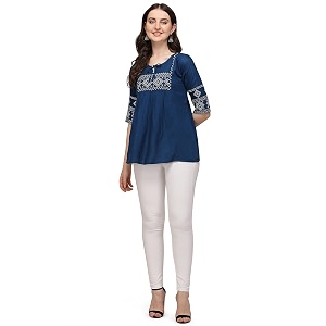 Riva Enterprise Rayon Fabric with Embroidery Stitched