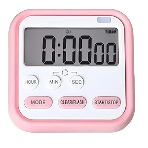 rivaan digital magnetic 2-in-1 timer and stopwatch - kitchen timers with alarm large display study loud alarm for cooking chess clock egg timer for boiling eggs pink