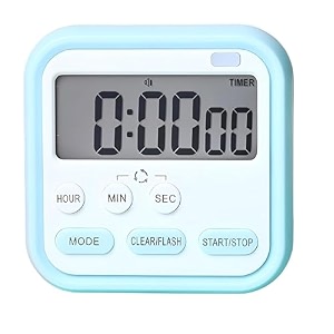 rivaan digital magnetic 2-in-1 timer and stopwatch - kitchen timers with alarm large display study loud alarm for cooking chess clock egg timer for boiling eggs blue