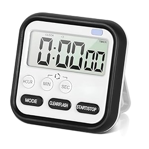 rivaan digital magnetic 2-in-1 timer and stopwatch - kitchen timers with alarm large display study loud alarm for cooking chess clock egg timer for boiling eggs black