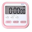 RIVAAN Digital Magnetic 2-in-1 Timer and Stopwatch - Kitchen Timers with Alarm, Large Display Study, Loud Alarm for Cooking, Chess Clock, Egg Timer for Boiling Eggs (Pink)