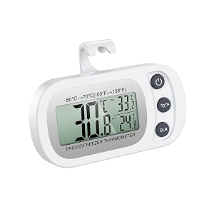 rivaan digital refrigerator freezer thermometers - waterproof lcd display monitoring high amp low temperature record magnetic back portable sensor for indooroutdoor use 86 x 45 cm set of 1