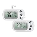 RIVAAN Digital Refrigerator Freezer Thermometers - Waterproof LCD Display, Monitoring High & Low Temperature Record, Magnetic Back, Portable Sensor for Indoor/Outdoor Use (8.6 x 4.5 CM, Set of 2)